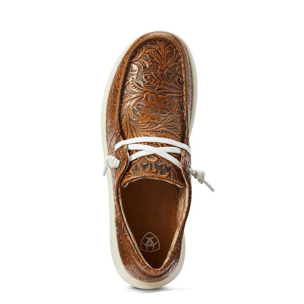 10042508 Ariat Women's Hilo Slip on Shoe - Brown Floral Embossed