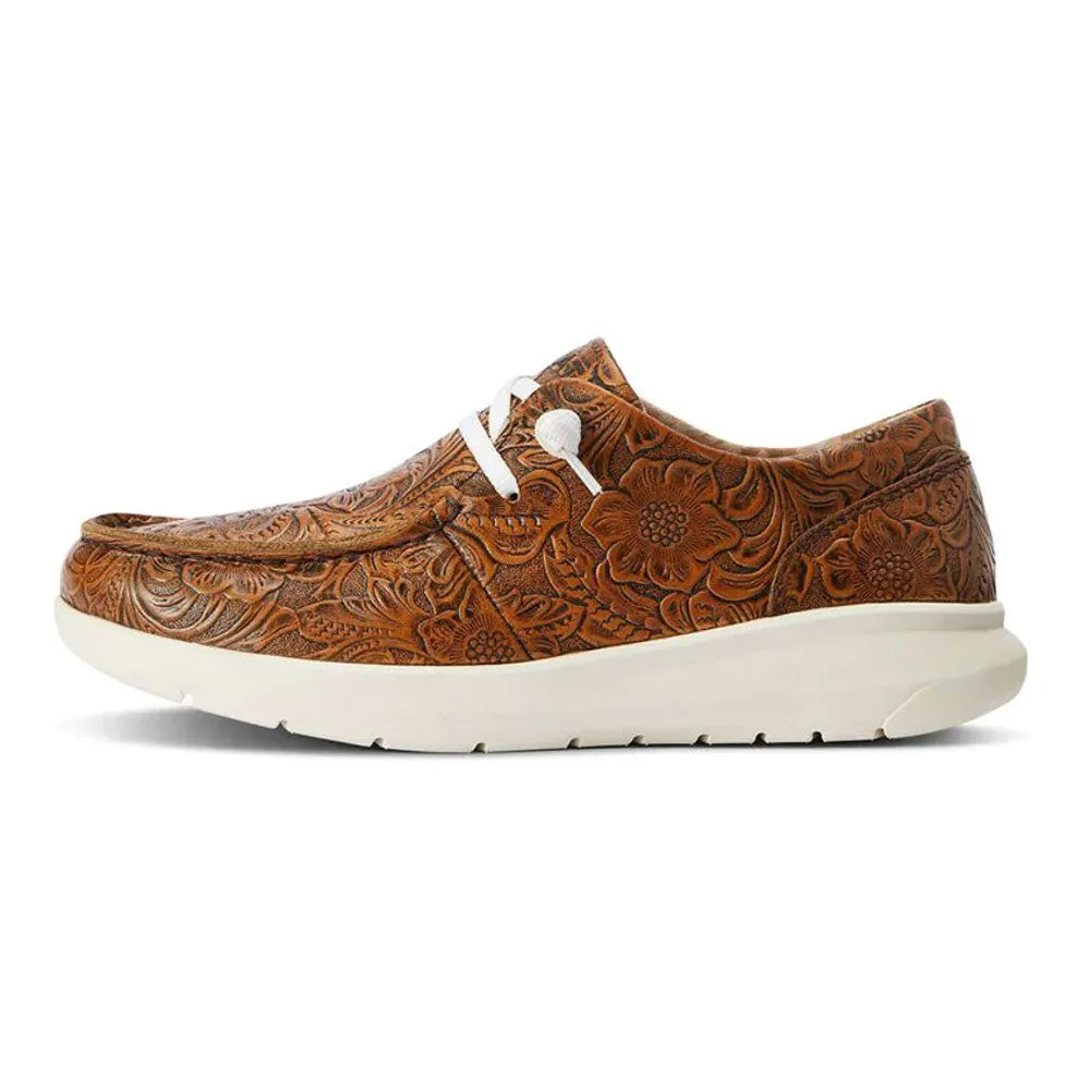 10042508 Ariat Women's Hilo Slip on Shoe - Brown Floral Embossed