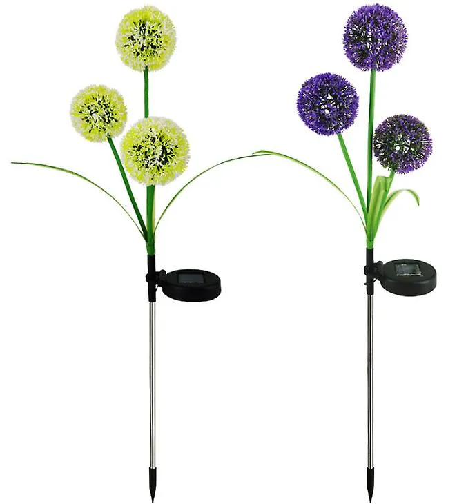 1pcs purple Solar waterproof simulation dandelion lawn light, 3LED garden landscape lamp AZ18623