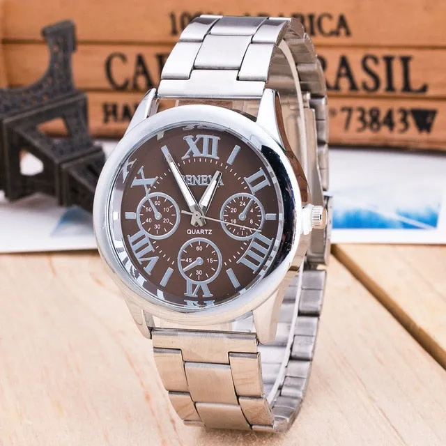 2021 New Brand 3 Eyes Gold Geneva Casual Quartz Watch for Women Stainless Steel Dress Watches Relogio Feminino Ladies Clock