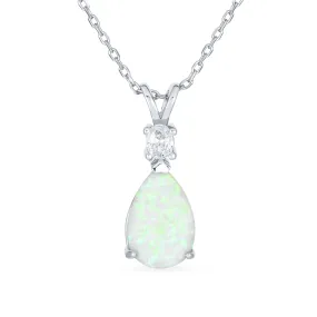 5CT Solitaire Teardrop Opal Pendant Necklace Rose Gold Plated Silver