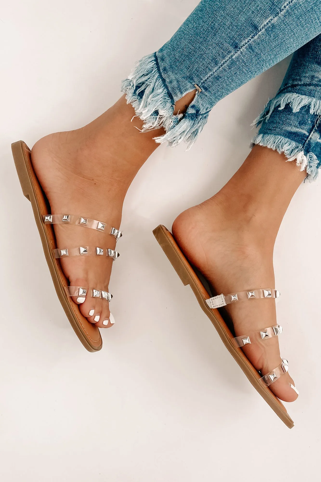 A Clear Path Clear Studded Sandals (Lucite)