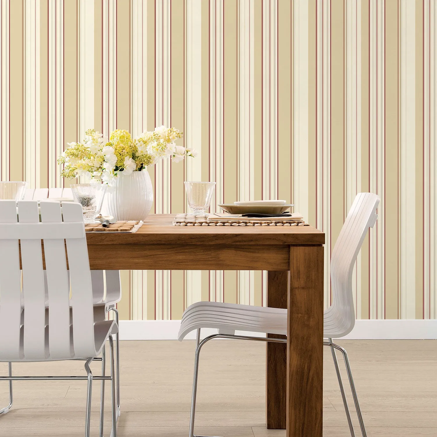 Abstract Stripes Cream/Red Wallpaper from the Kitchen Recipes Collection