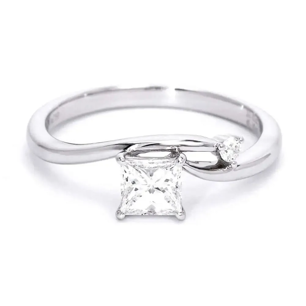 Adora Princess Moissanite with Accent Stone Ring in 18K Gold