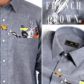 Aluminium Gray Funky Hand Painted Royal Oxford Designer Shirt