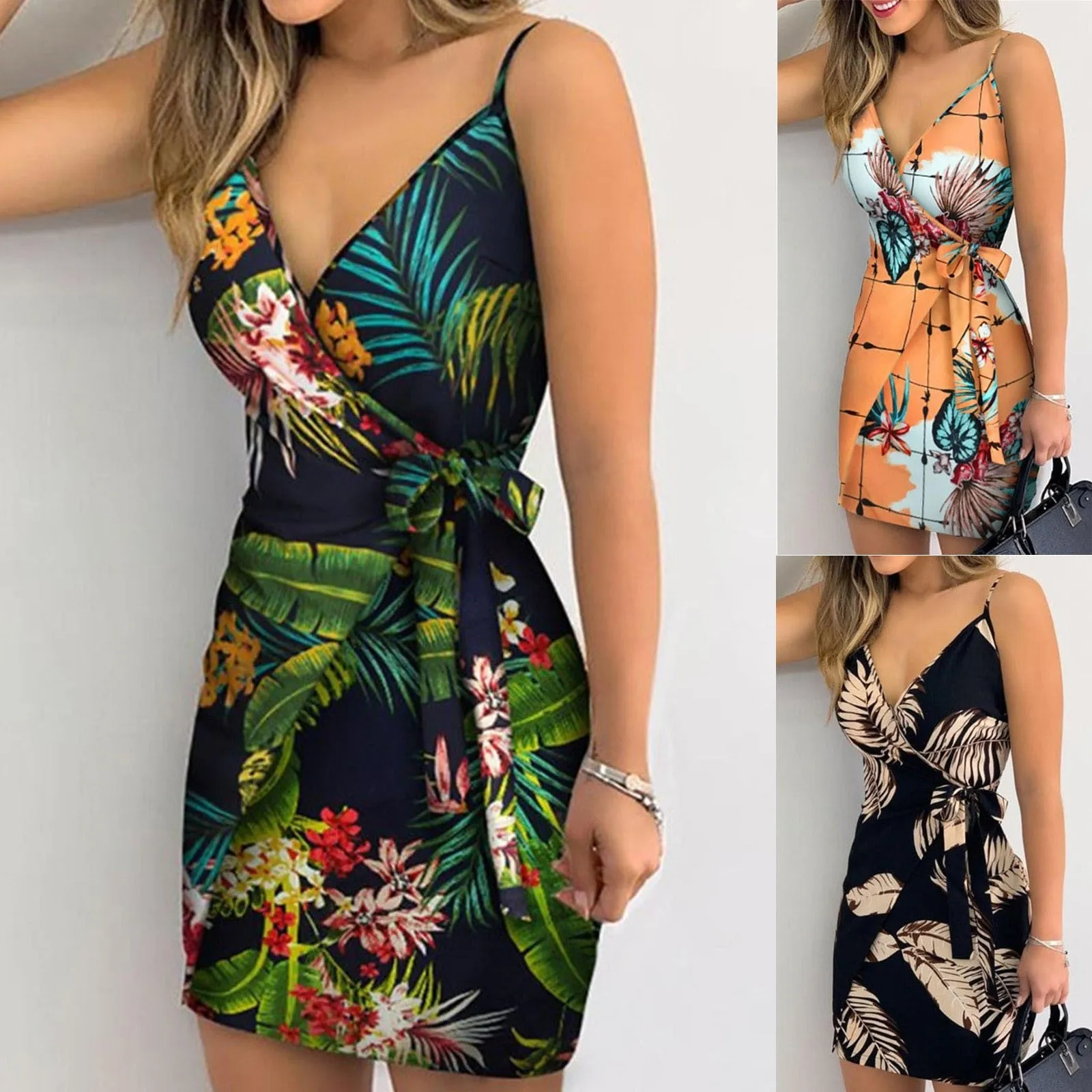 Amy Fashion - Chic Fashion Flower Print Mini Dress