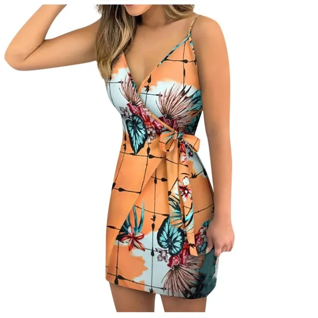 Amy Fashion - Chic Fashion Flower Print Mini Dress