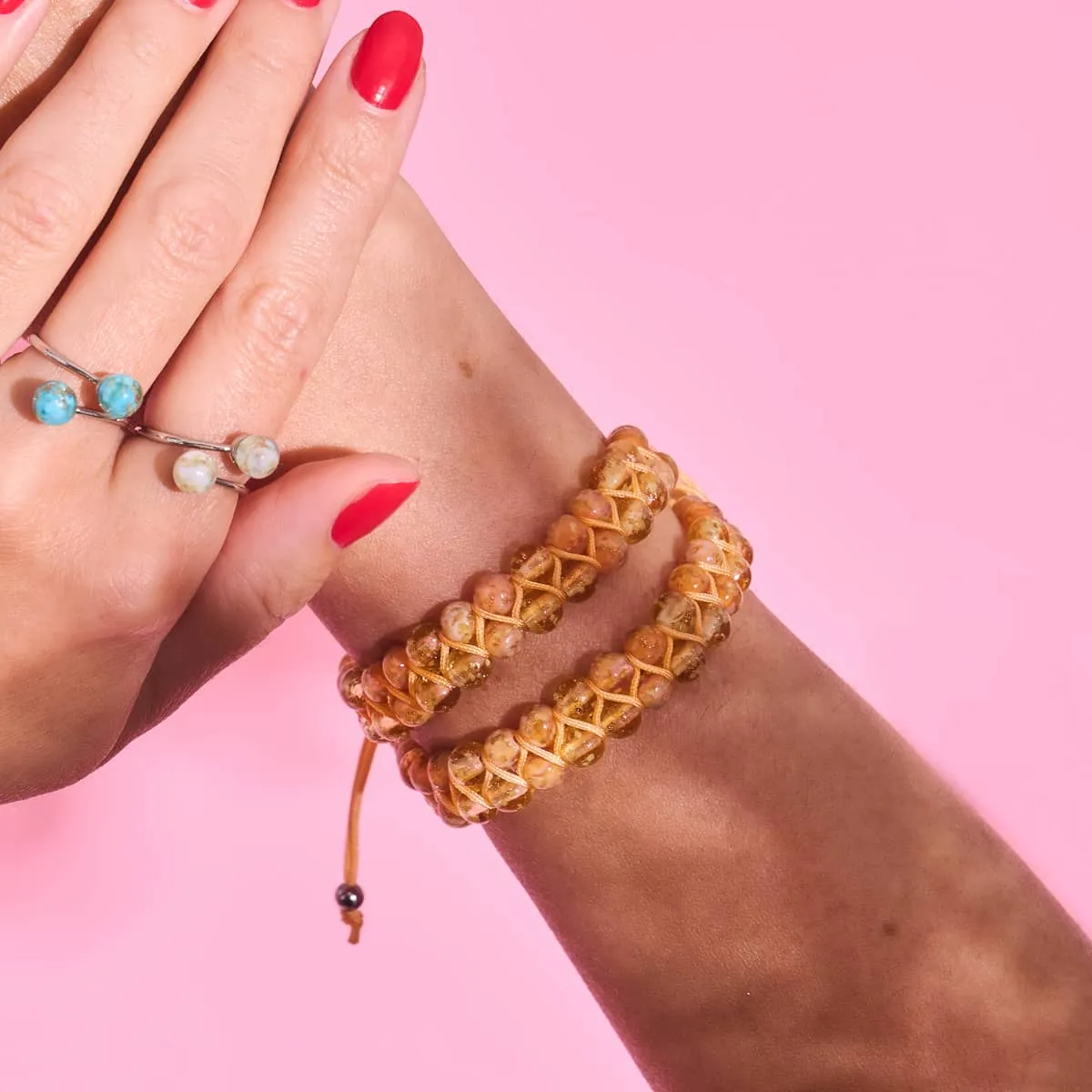 Apricot Smoothie | Caramel x Apricot | Double Firefly Glass Bracelet