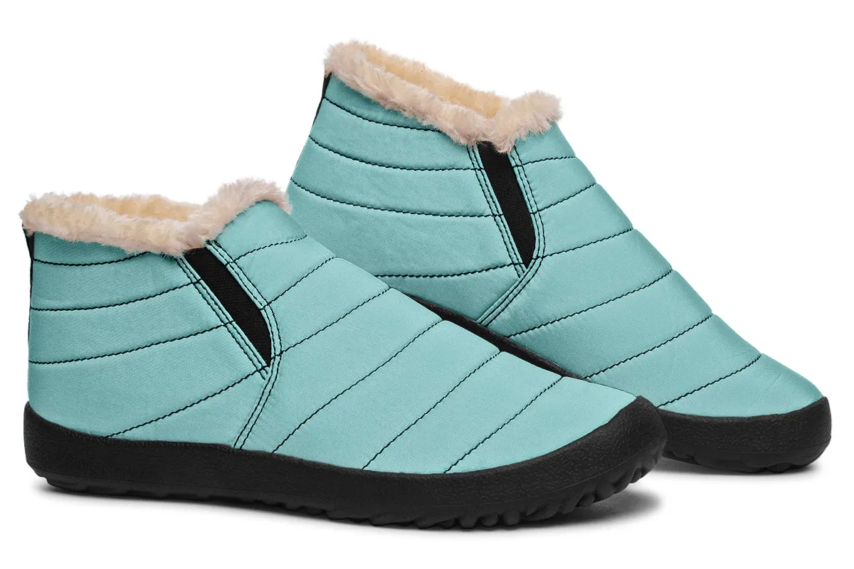 Aqua Mist Winter Sneakers - Warm & Easy Slip-On Shoes Lined with Vegan Wool with Anti-Slip Soles