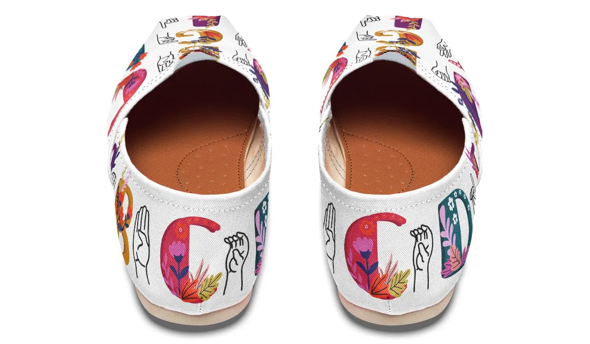 ASL Floral Alphabet Casual Shoes