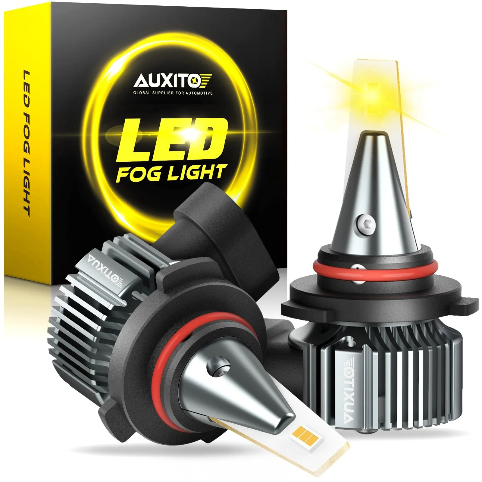 AUXITO 9145 LED Bulb 9140/H10 LED Fog Light Bulbs 3000K Golden Yellow 30W 6000 Lumens Per Pair