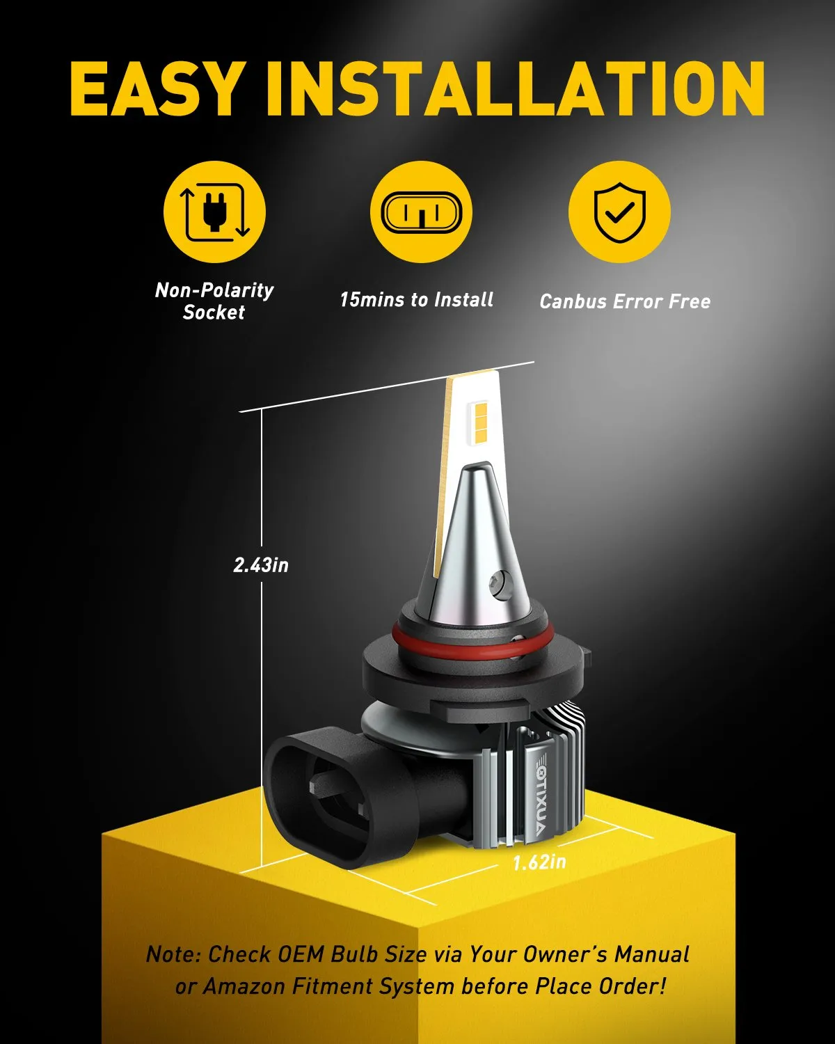 AUXITO 9145 LED Bulb 9140/H10 LED Fog Light Bulbs 3000K Golden Yellow 30W 6000 Lumens Per Pair