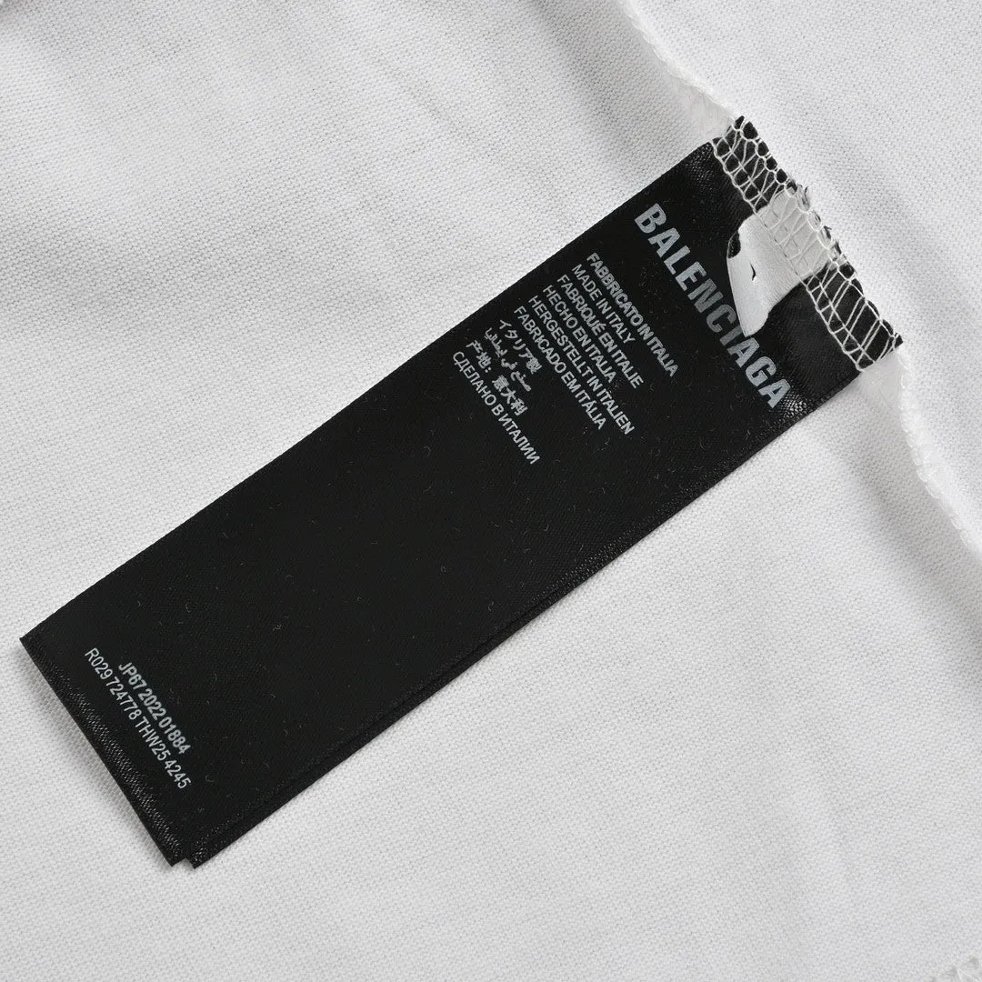 Balenciaga White T-Shirt with Mountain Graphic