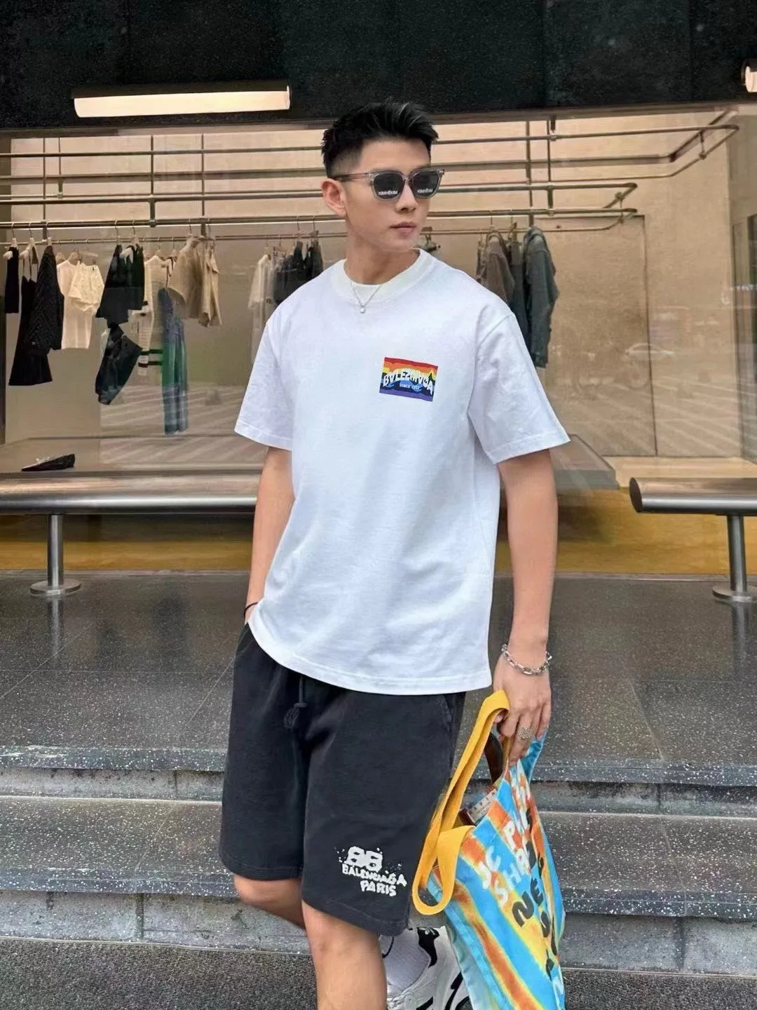 Balenciaga White T-Shirt with Mountain Graphic