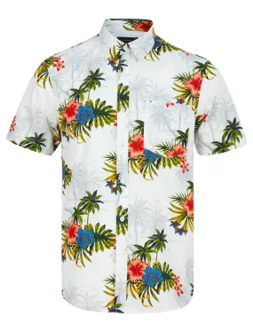 Baracoa Floral Print Short Sleeve Shirt in Bright White - Tokyo Laundry