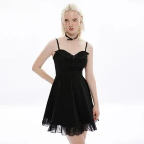 Bat Cross Playful Elastic A-Line Sexy Black Dress