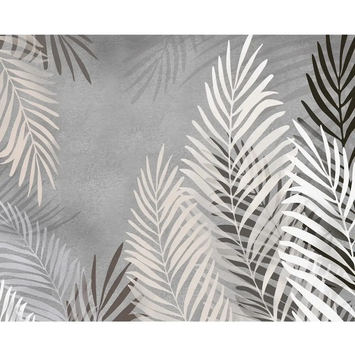 Beige and Grey Background Tropical Leaves Wallpaper, Customised