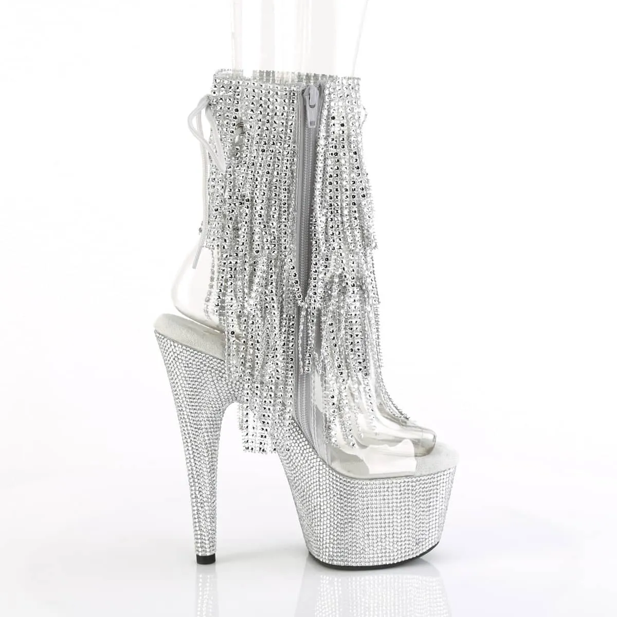 BEJEWELED-1017RSF-7 Silver Sequin Ankle Boots