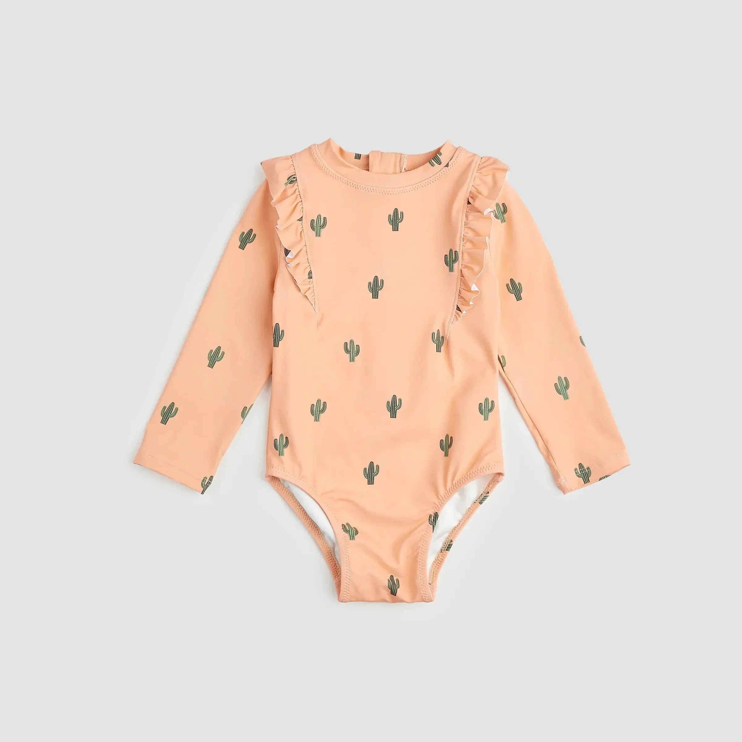 Cactus Print On Apricot Long-Sleeve Swimsuit | Miles The Label