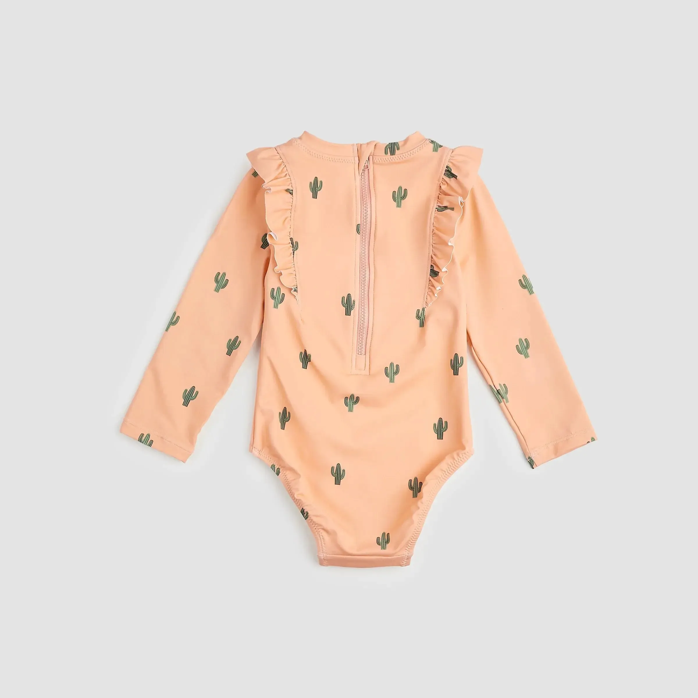 Cactus Print On Apricot Long-Sleeve Swimsuit | Miles The Label