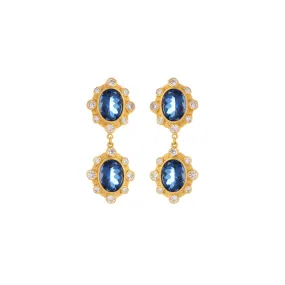 Calypso Earrings Sapphire Quartz & Clear Crystal