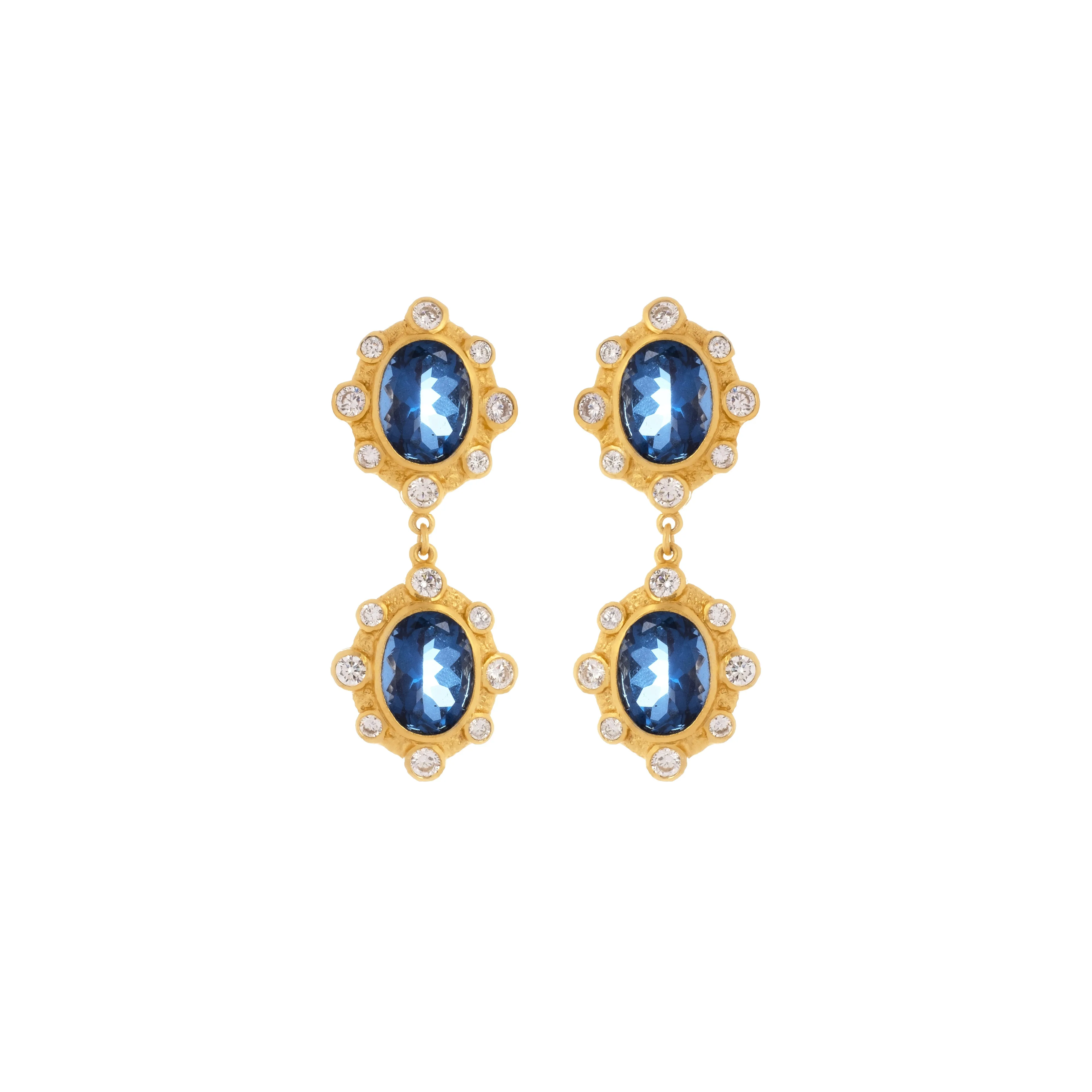 Calypso Earrings Sapphire Quartz & Clear Crystal