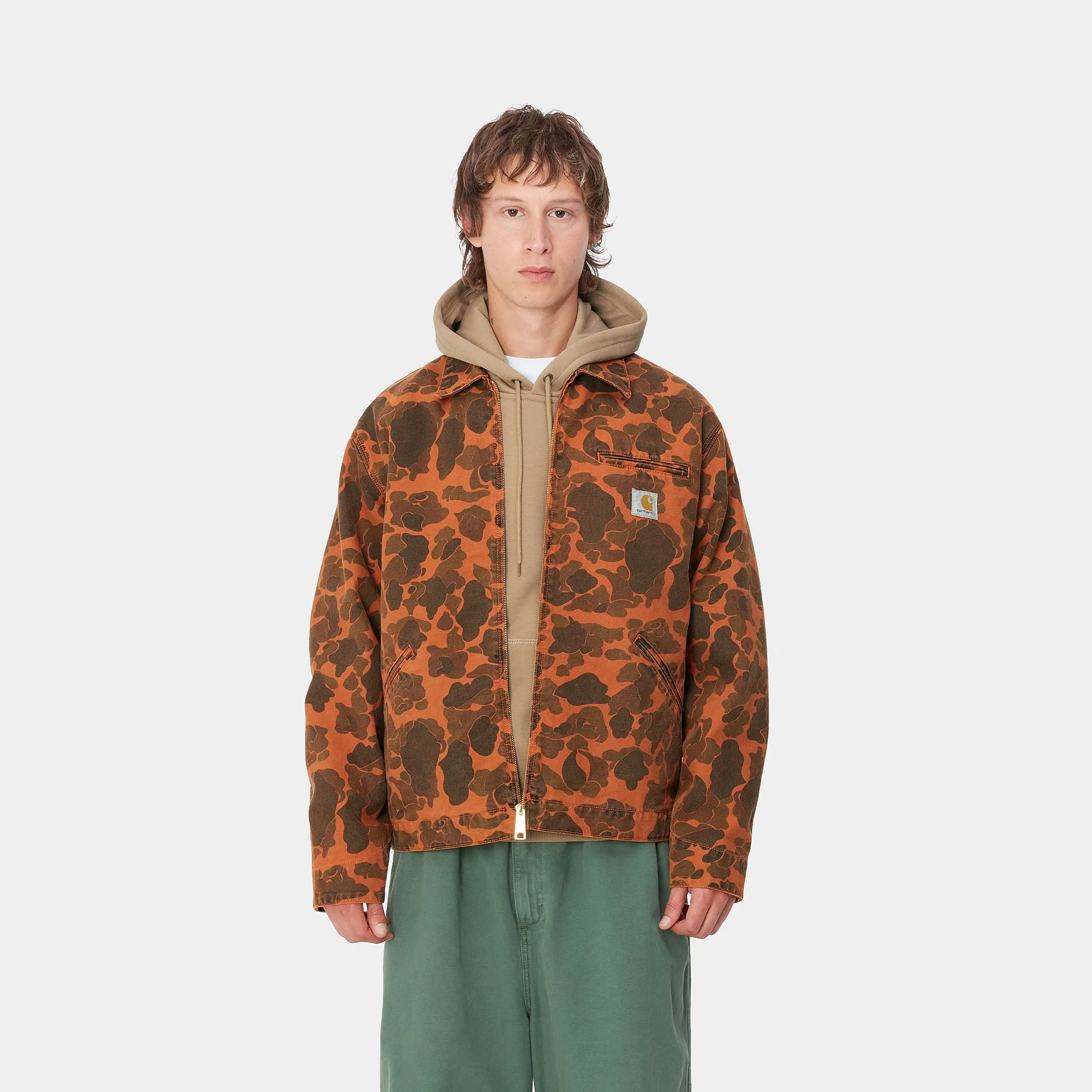 Carhartt Duck Detroit Jacket Camo Duck, Green / Turmeric Garment Dyed