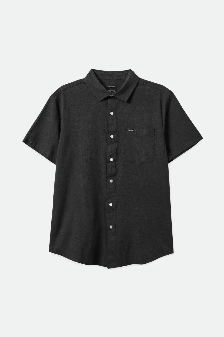 Charter Textured Weave S/S Woven Shirt - Heather Black