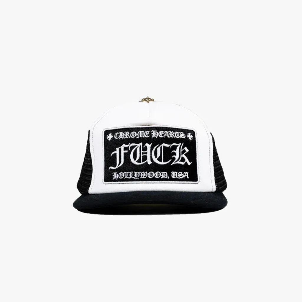 Chrome Hearts FUCK Hollywood Trucker Hat 'Black White'