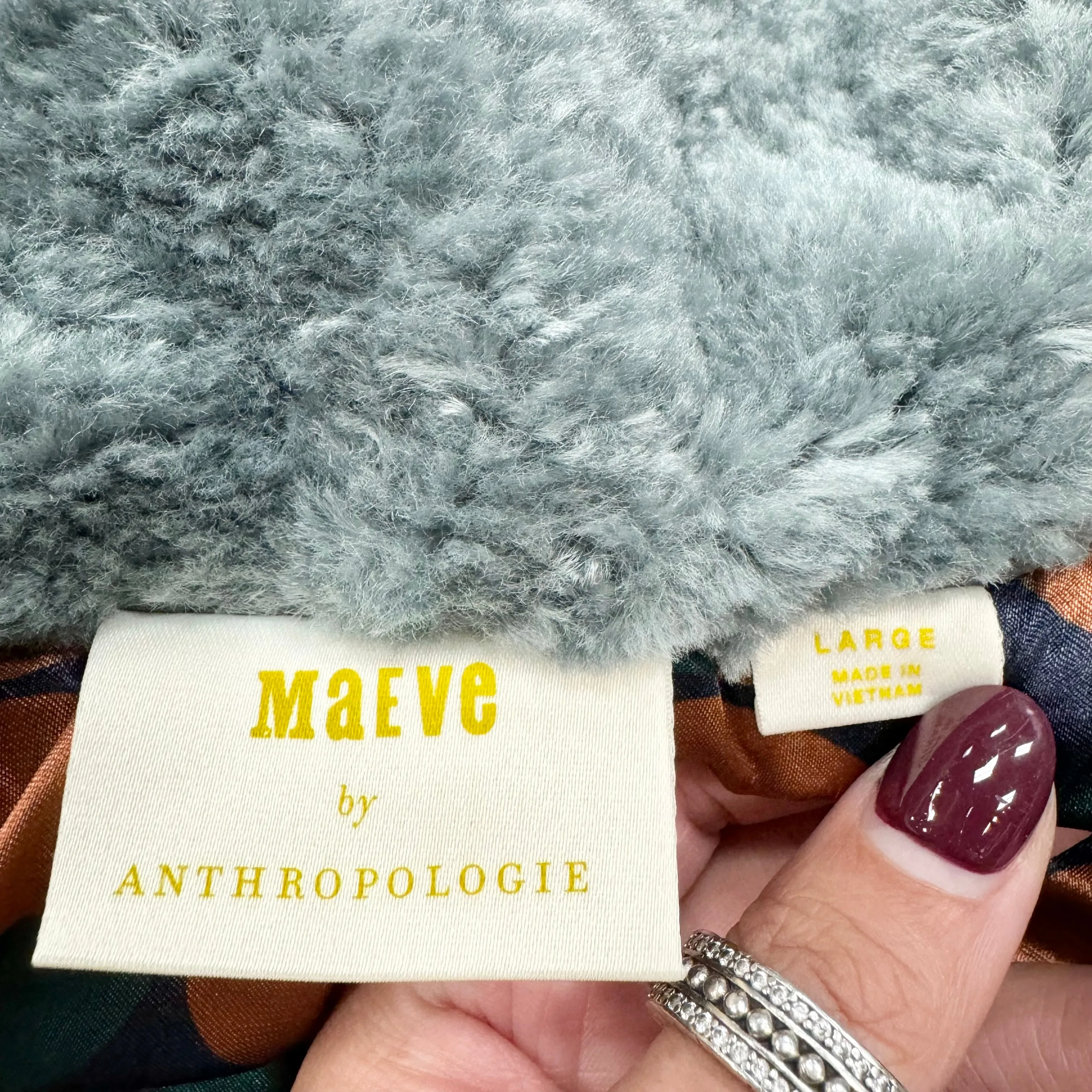 Coat Faux Fur & Sherpa By Maeve In Blue, Size: L