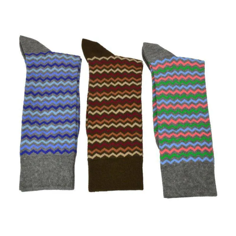 Colorful and Funky Striped Combed Cotton Socks for Men