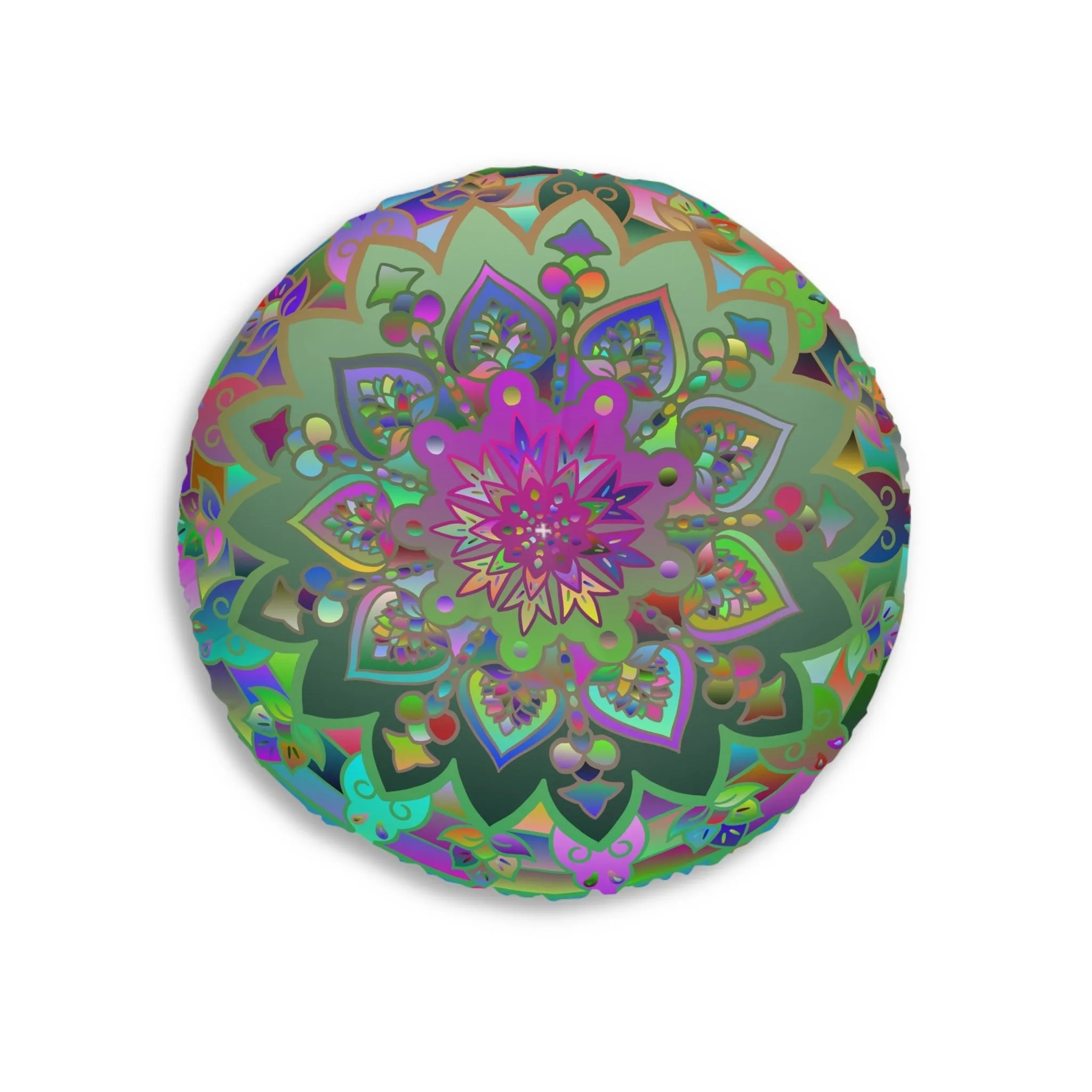 Colorful Mandala Art Design Tufted Round Floor Cushion