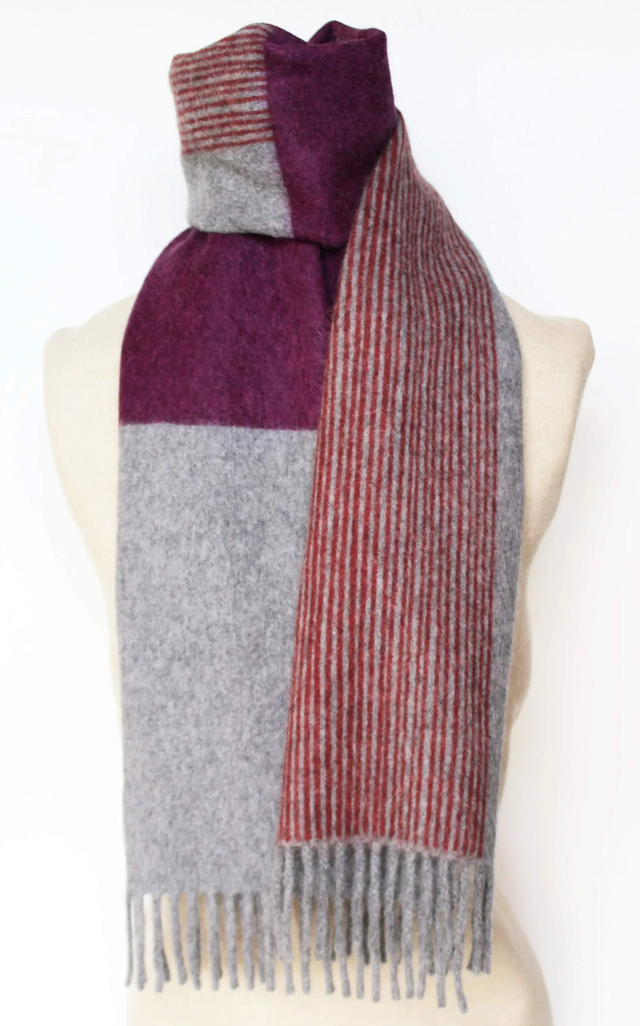 Colour Block hand printed Angora Wool scarf - Staffa 5 womenswear