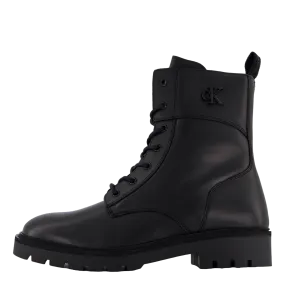 Combat Boot Mid Zip Lth In Cal Triple Black