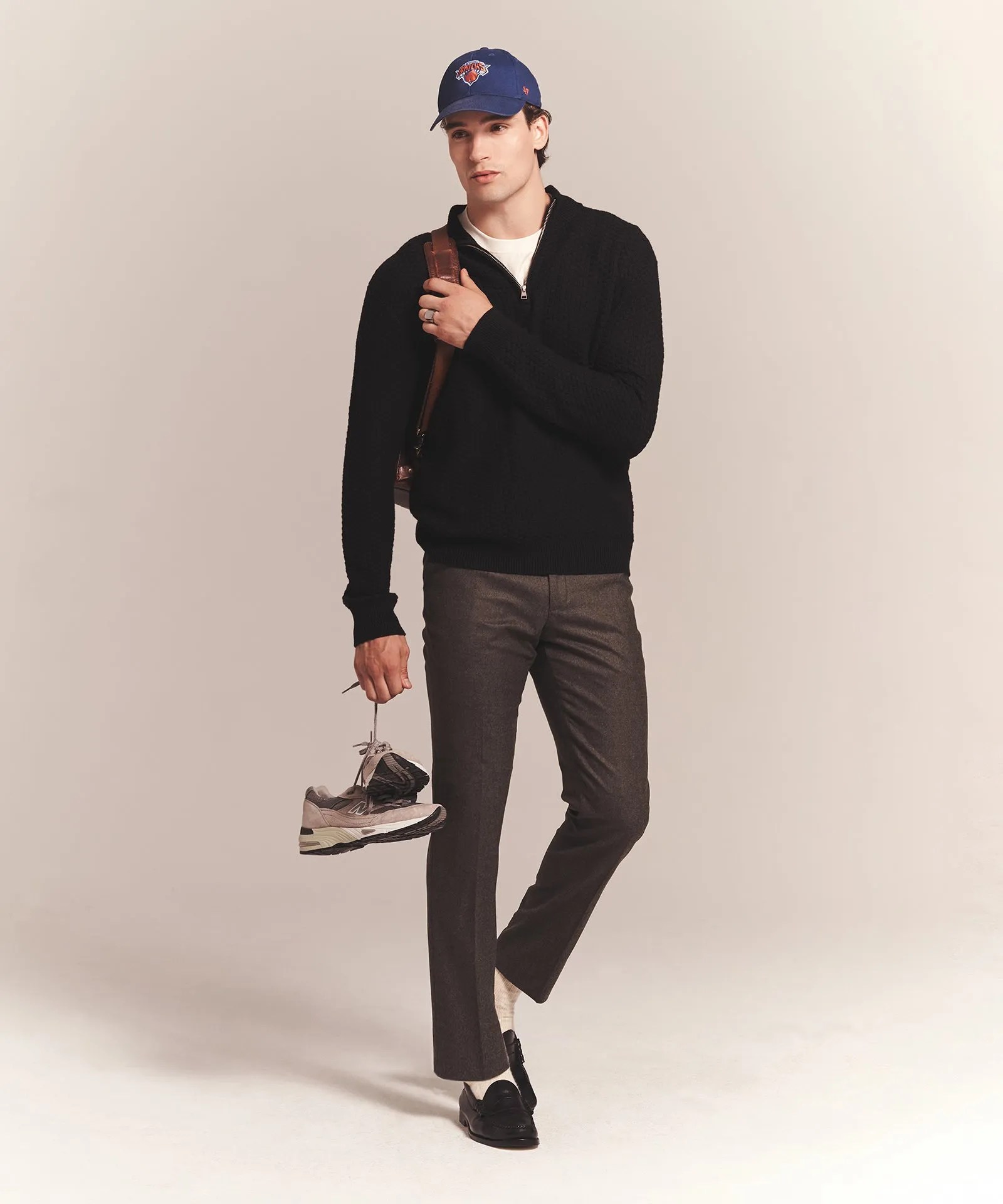 Cotton Cashmere Textured Quarter Zip