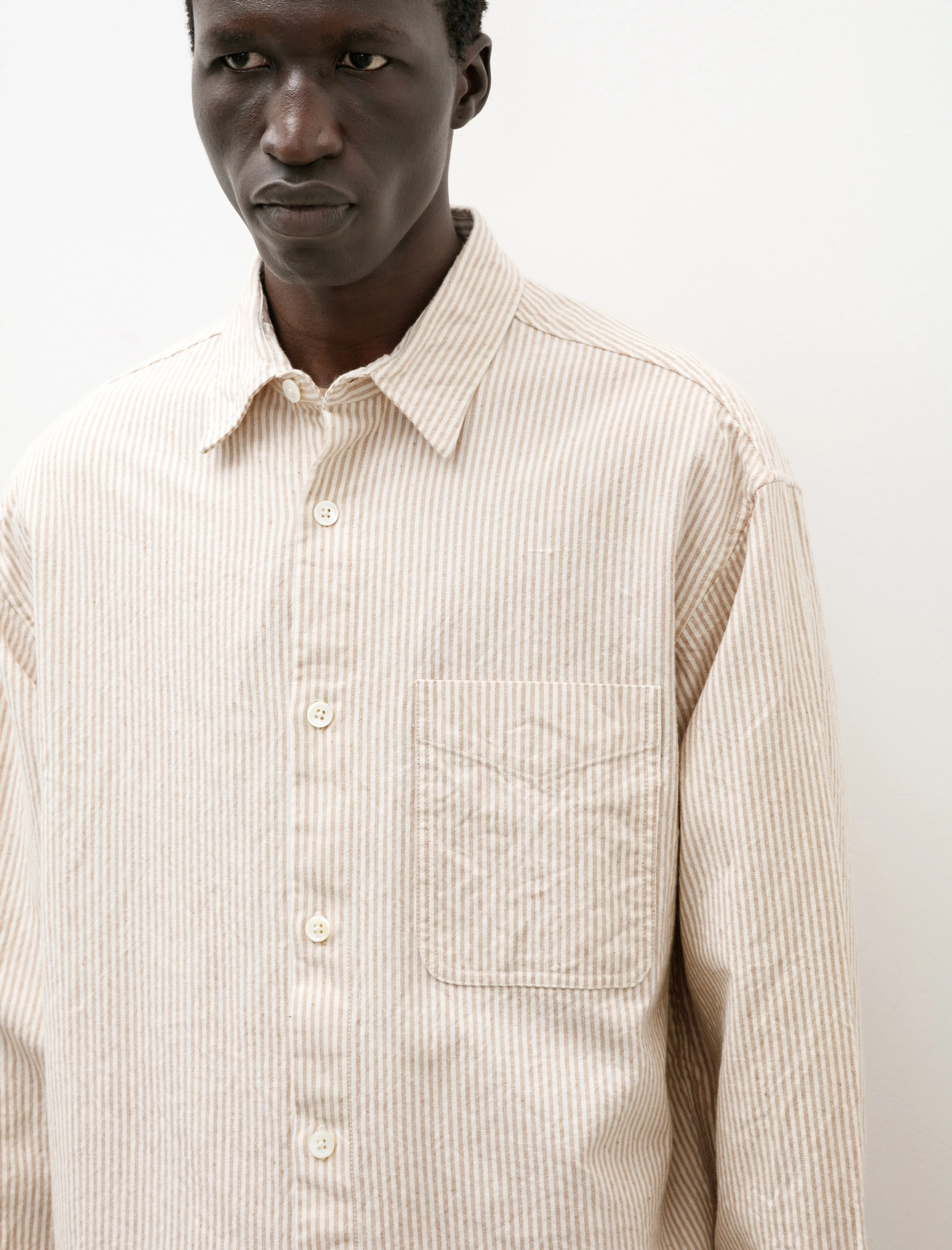 Curved Hem Shirt Foxfibre® Oxford Stripe