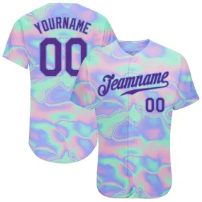 Custom 3D Pattern Design Abstract Trendy Holographic Vaporwave Style Authentic Baseball Jersey