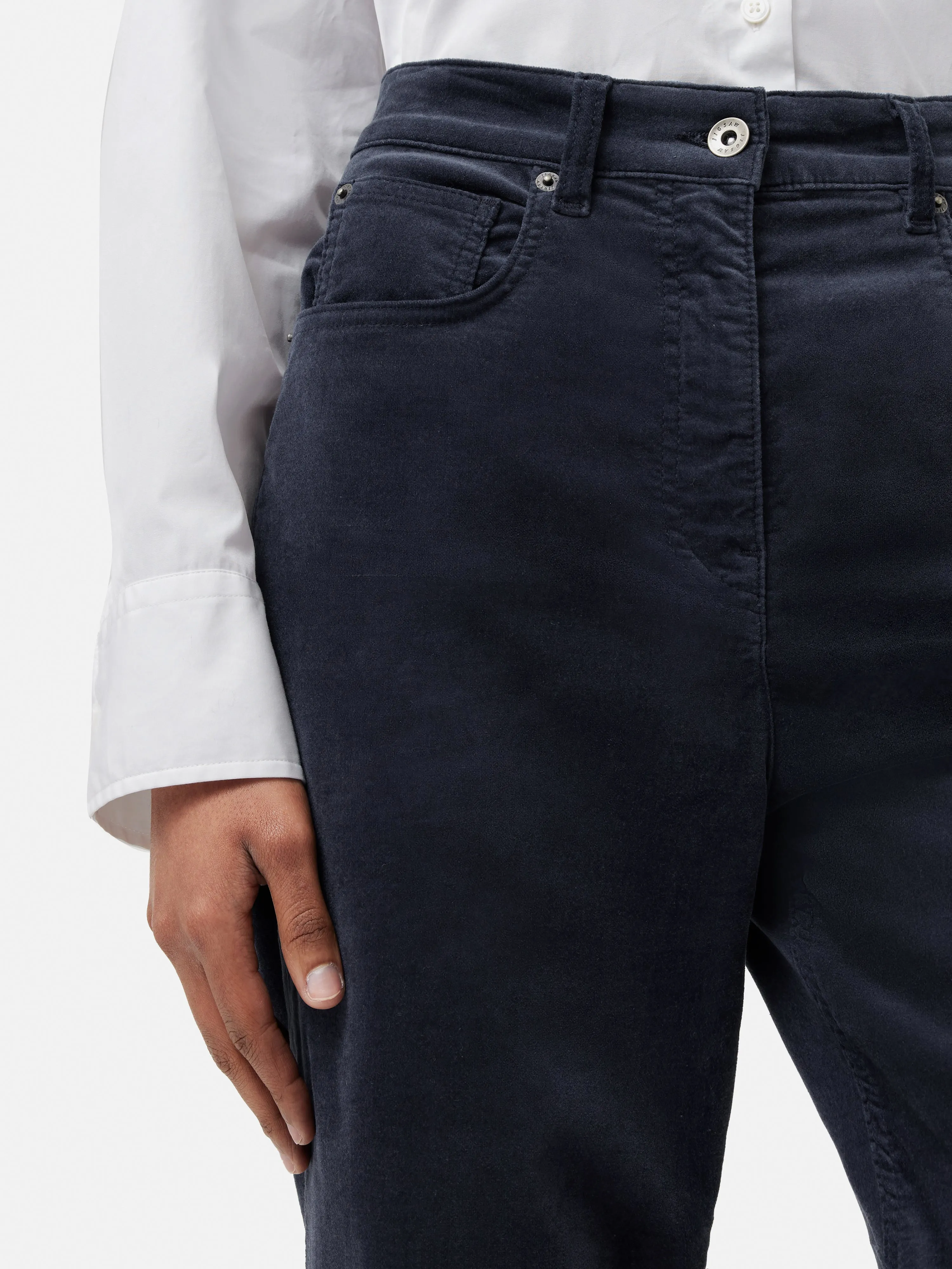 Delmont Velvet Tapered Jean | Grey