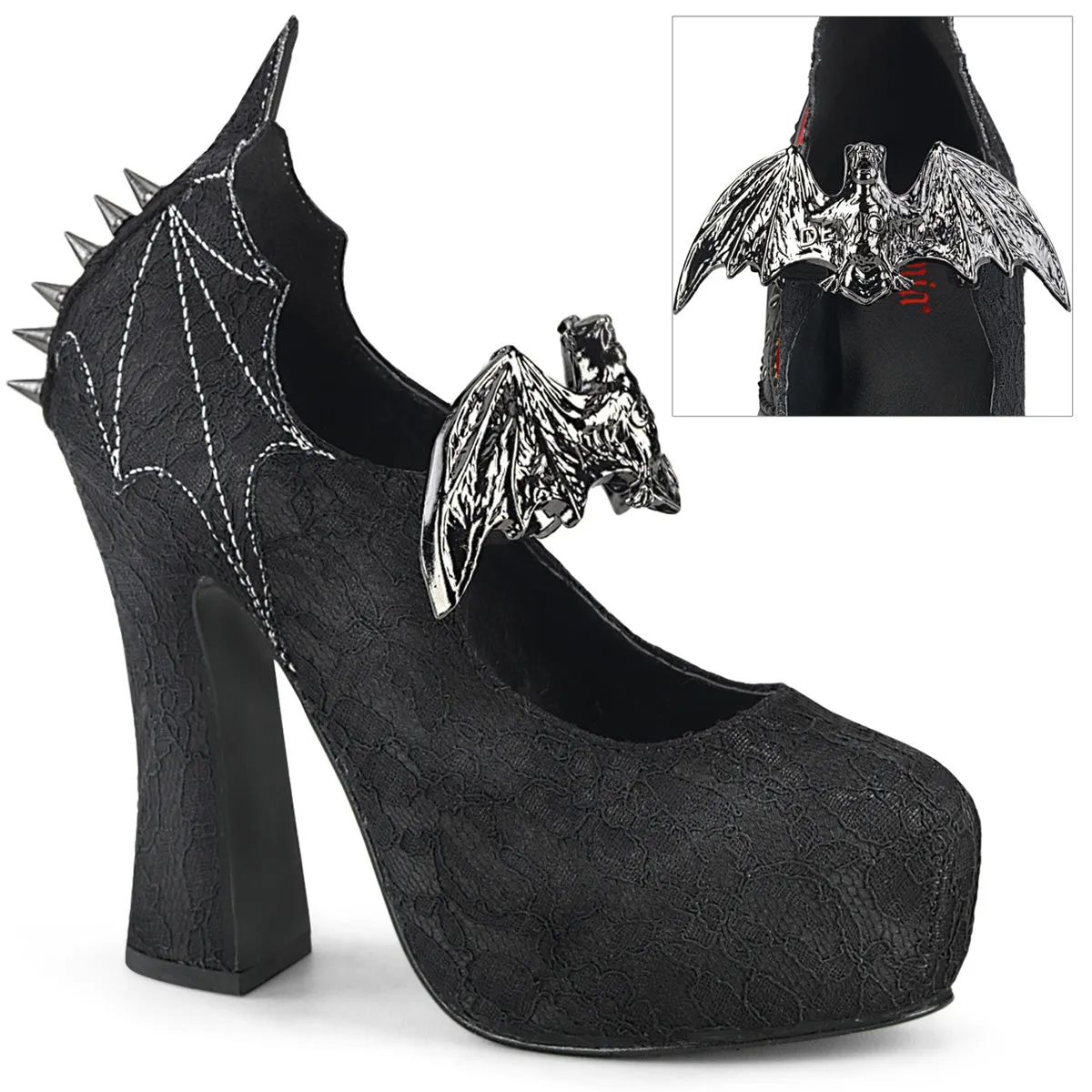 DEMON-18 Demonia Shoes Women's Black Satin Gothic Shoes