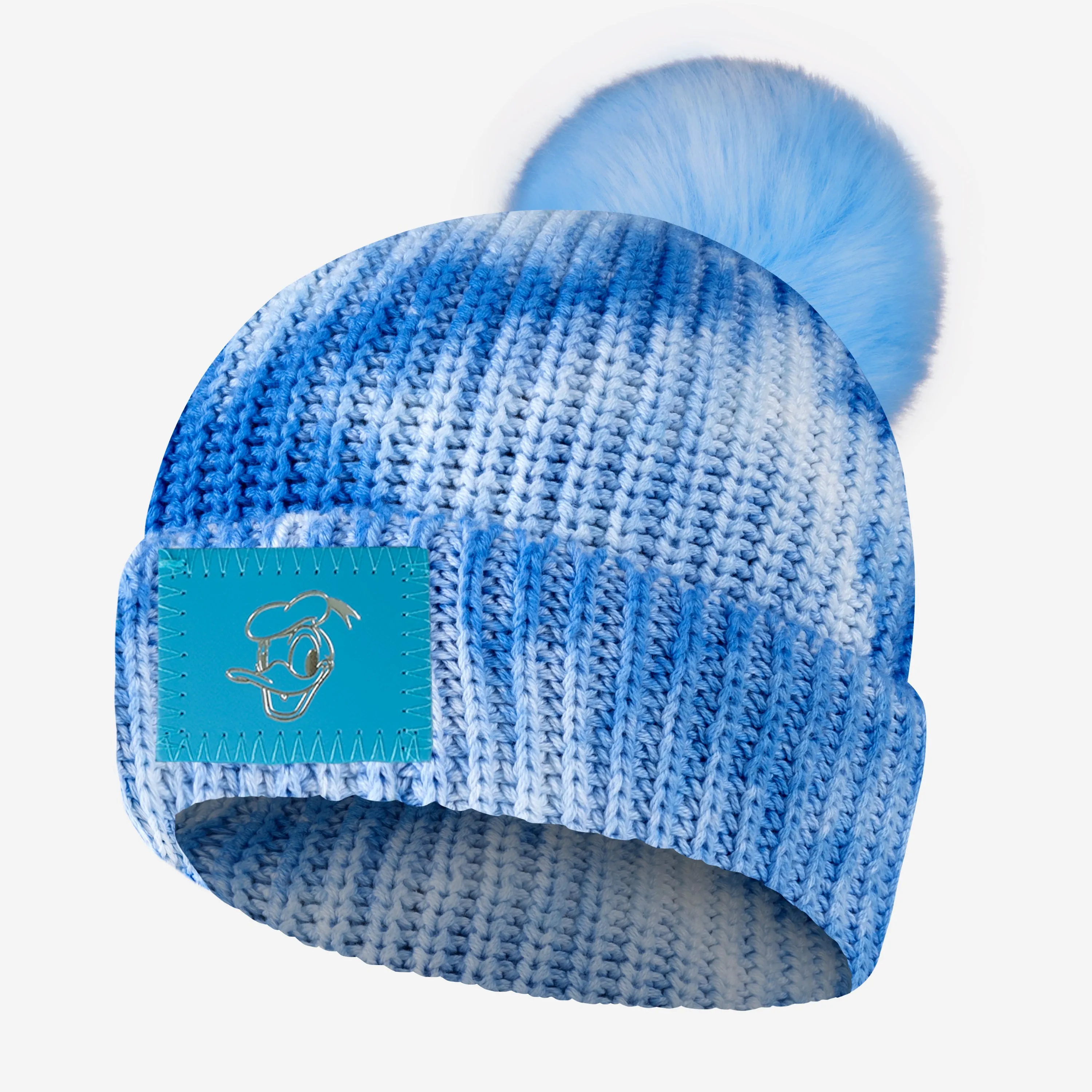 Donald Duck Cool Blue Tie Dye Lightweight Pom Beanie