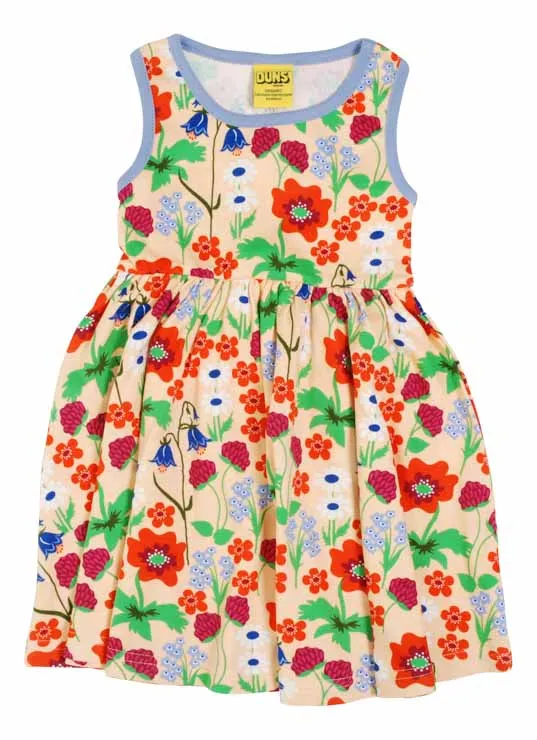 DUNS Sleeveless Gathered Dress - Summer Flowers Apricot