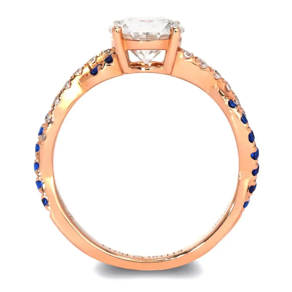 Eliot Moissanite & Lab Grown Sapphire Matching Wedding Rings in 18K Gold