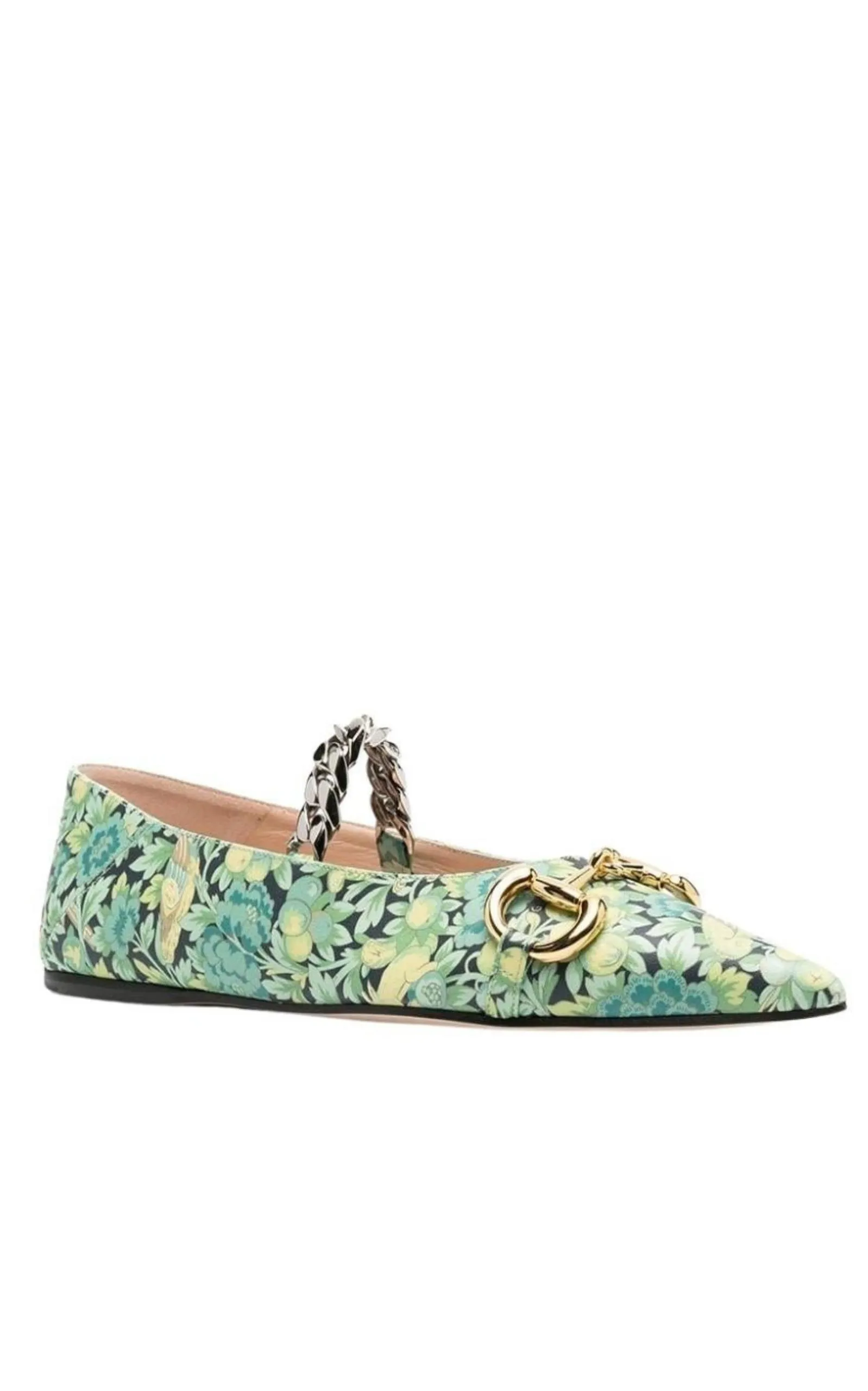 Floral Horsebit Ballerina Shoes