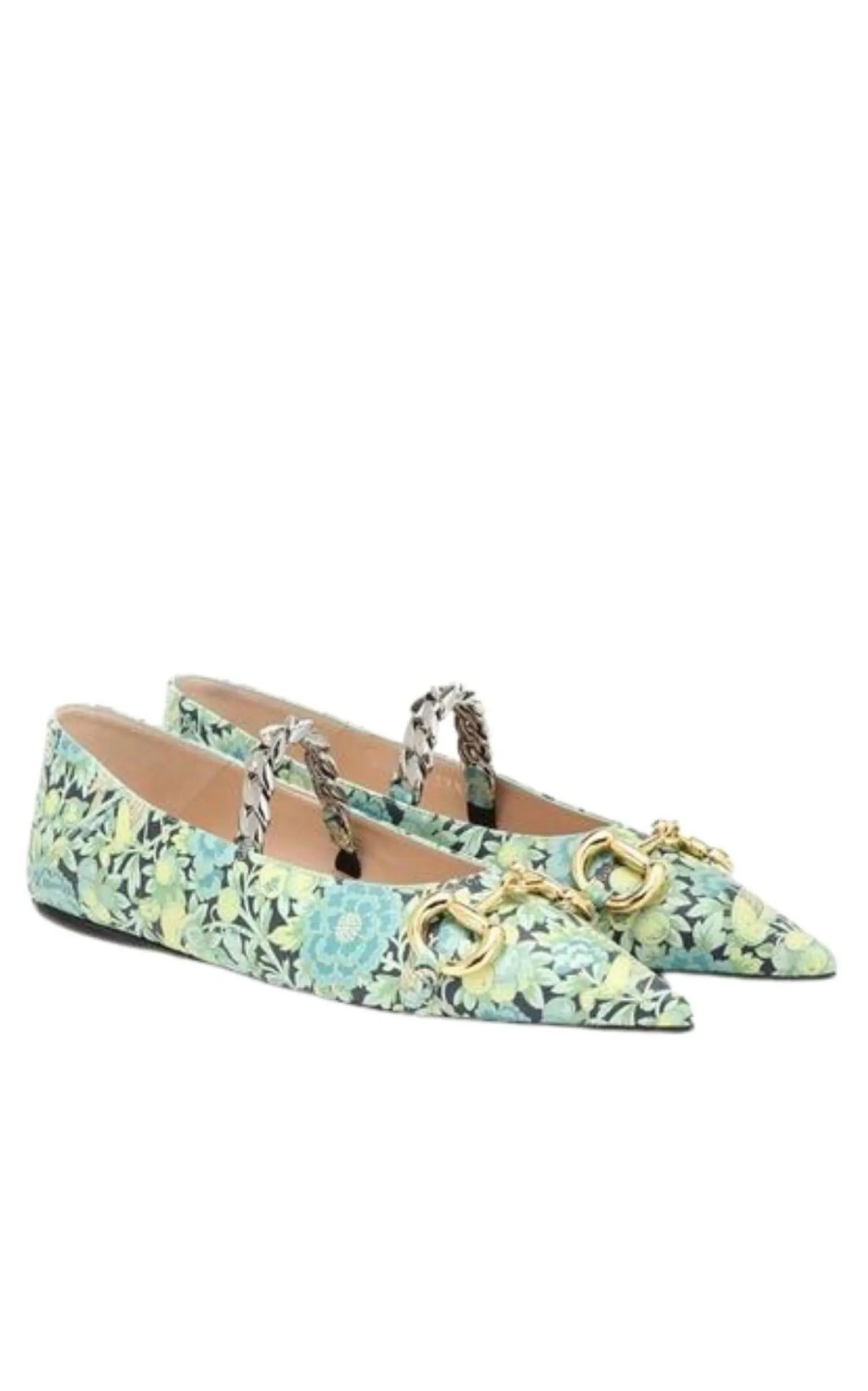 Floral Horsebit Ballerina Shoes