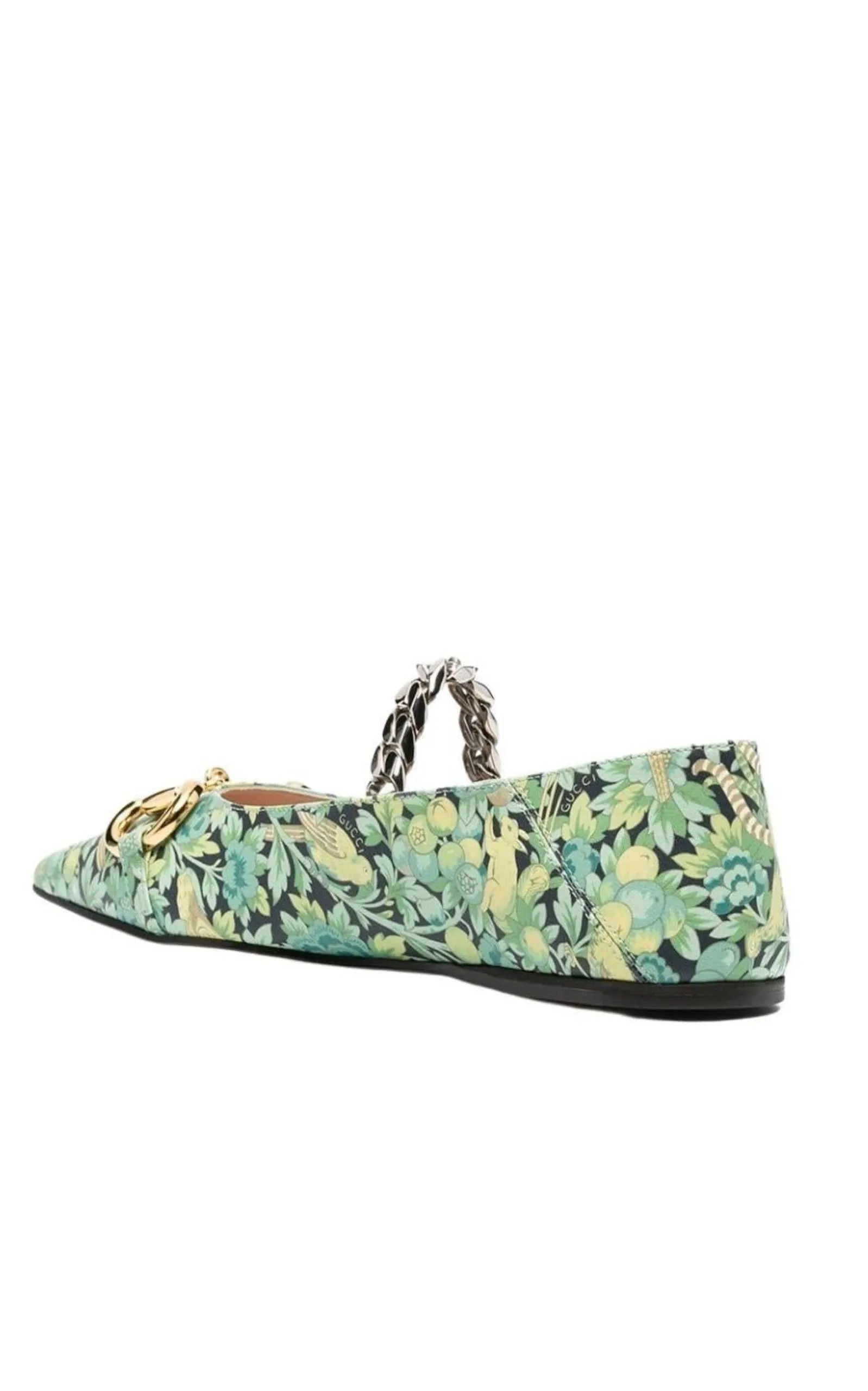 Floral Horsebit Ballerina Shoes