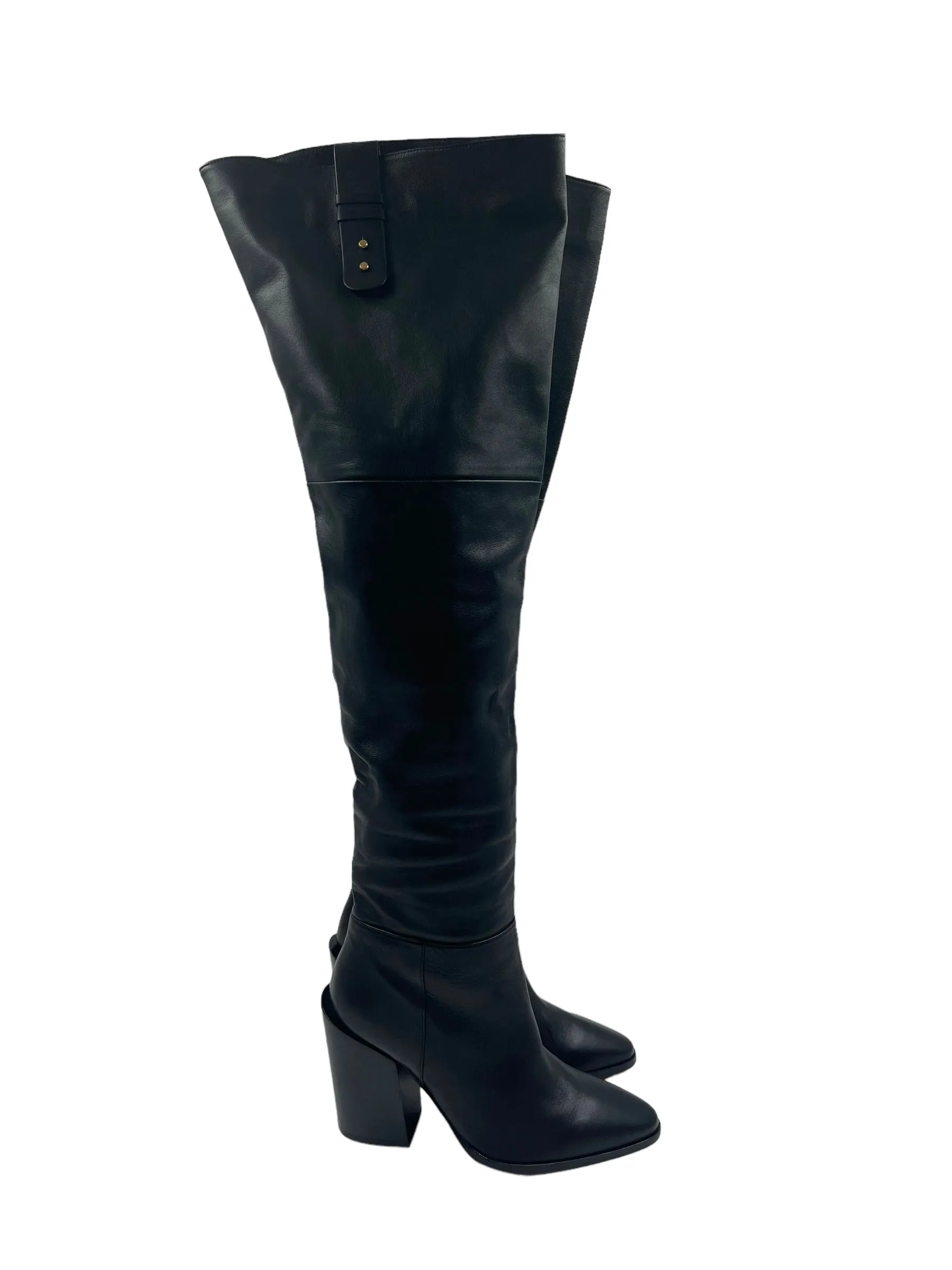 Frame Size 37.5 Le Mulholland Black Leather OTK Boots