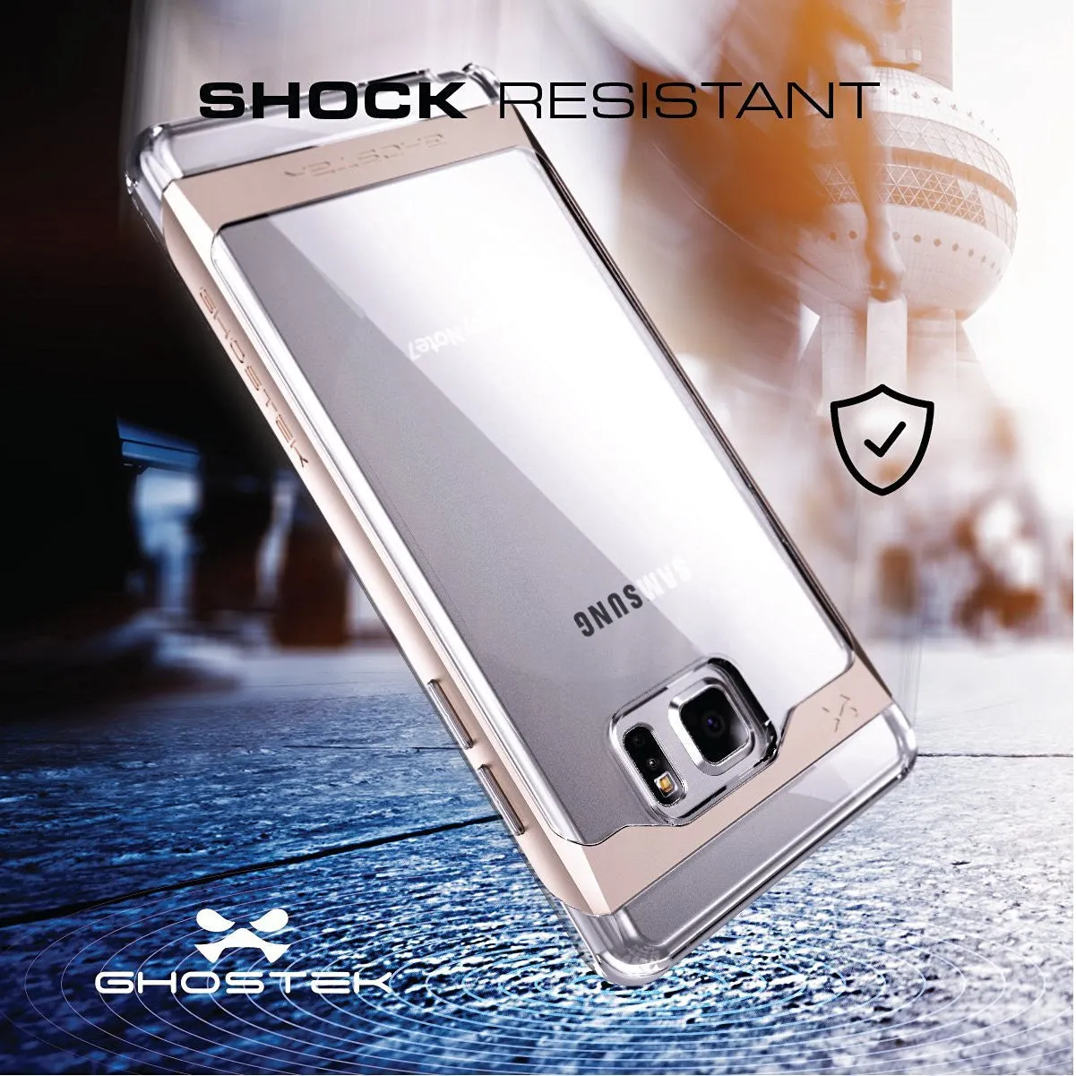 Galaxy Note 7 Case, Ghostek® Cloak 2.0 Gold w/ Explosion-Proof Screen Protector | Aluminum Frame