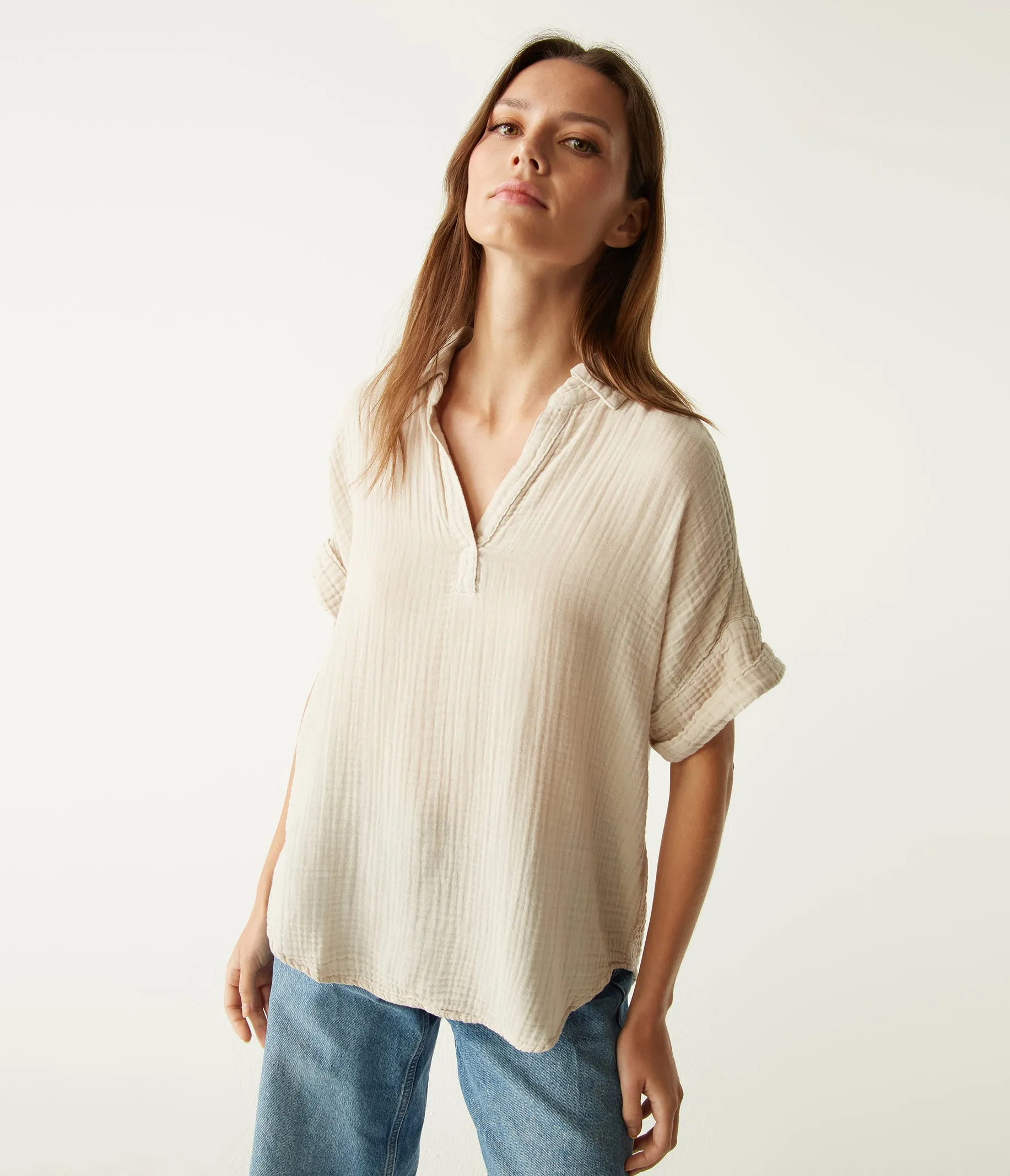 Gigi Gauze Popover Top