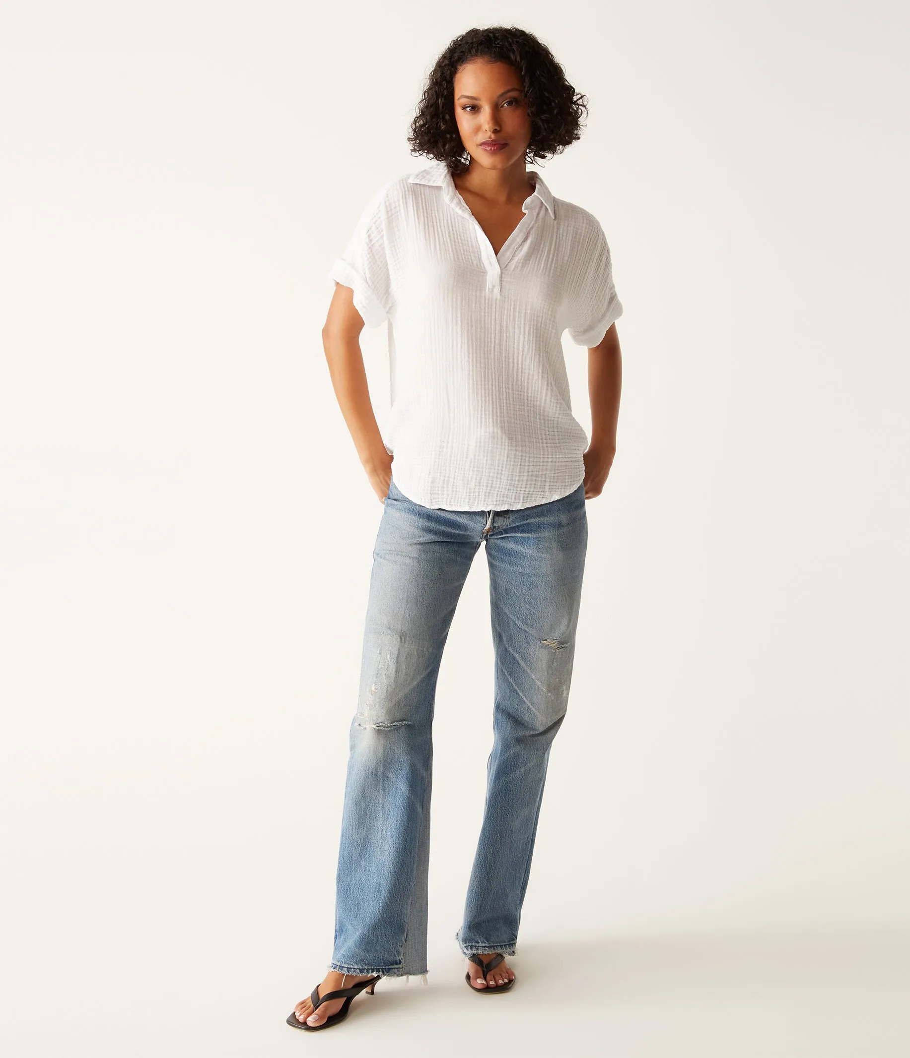 Gigi Gauze Popover Top