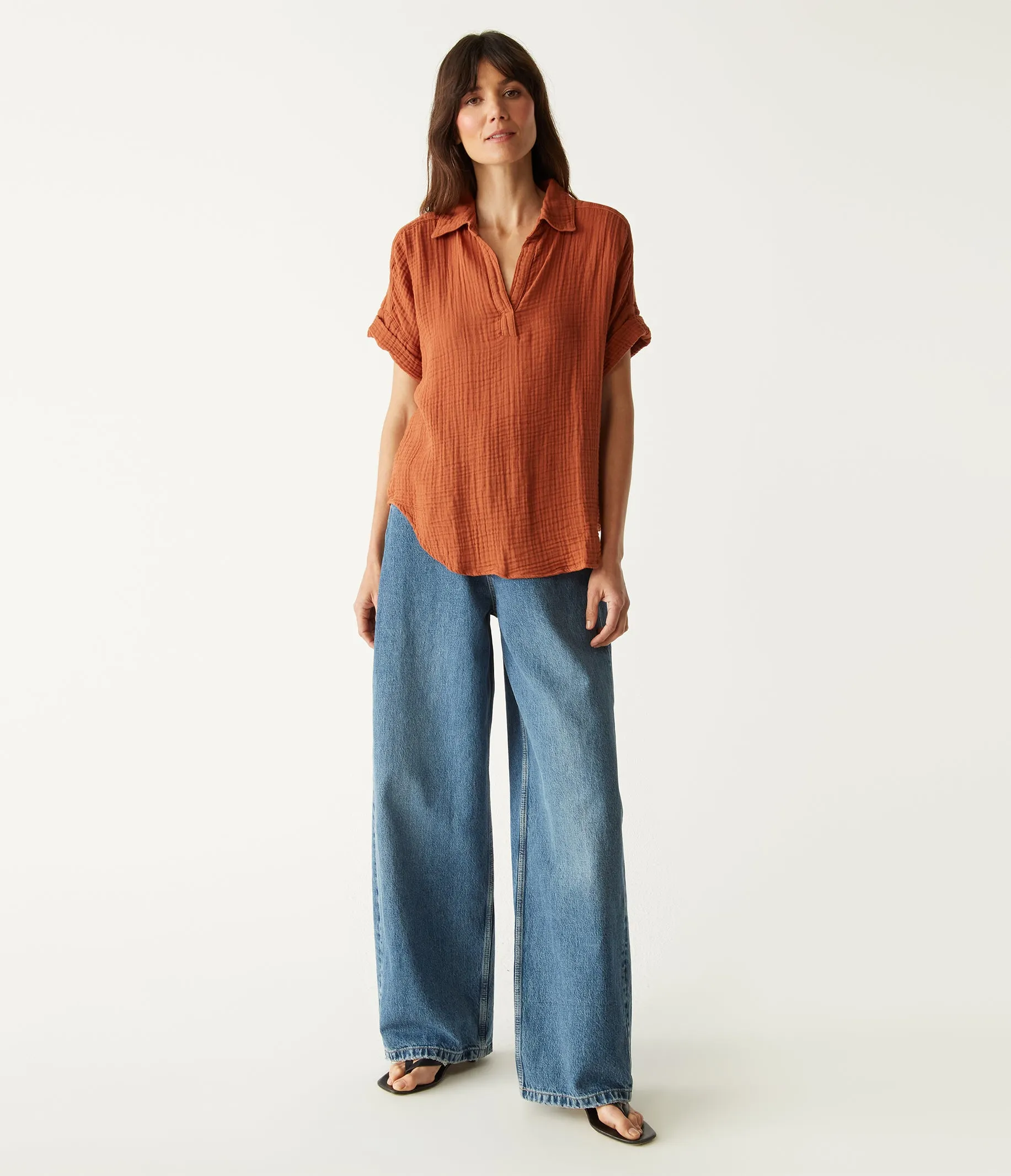 Gigi Gauze Popover Top